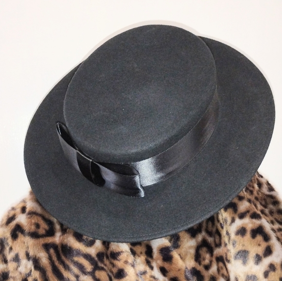 VINTAGE BLACK WOOL HAT - Picture 3 of 8